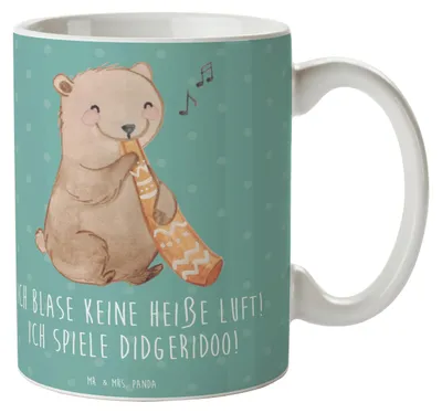 Produktbild von Mr. & Mrs. Panda Kaffeetasse Didgeridoo Spieler - Meeresbrise - Geschenk, traditionell, Tasse, Kultur, Musiker, bedruckt, Technik, Lernen, Australien, Musikinstrument