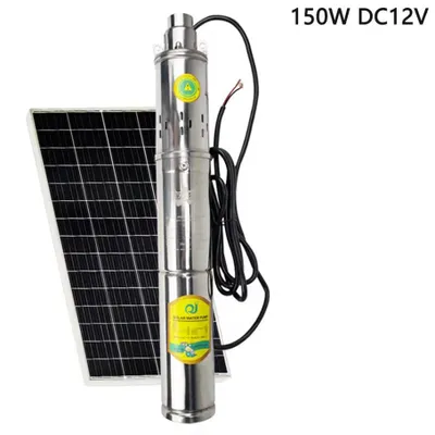 Obrázok produktu pre Solárne hlboké studňové čerpadlo 150 W DC12V, vysoký prietok 2000 l/h, zdvih 40 m, vstavaný regulátor, DC12V, 150 W (len čerpadlo)