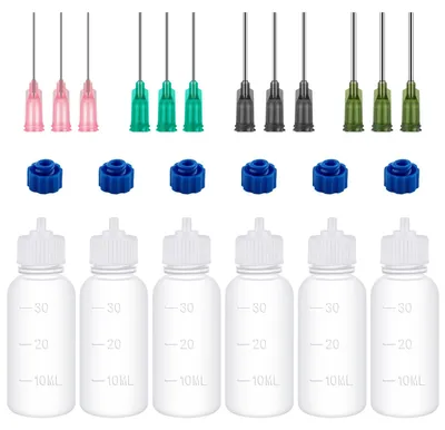 6 Dosierflaschen 30 ml mit Nadelspitzen 14–20 GA