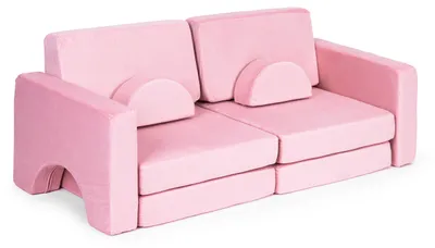 Zdjęcie produktu dla EcoToys TMSRT-15 Modułowa rozkładana sofa dla dzieci, 2-osobowa, 10 poduszek, różowa