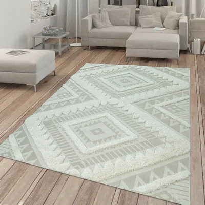 Produktbild von TT Home In- & Outdoor-Teppich, Flachgewebe Mit Hochflor-Absetzung, Ethno-Muster In Beige Größe 80x150 cm