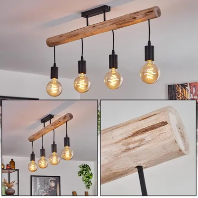 Produktbild von Tubione moderne Deckenlampe aus Holz/Metall in Natur/Schwarz