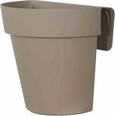 Zdjęcie produktu dla euro3plast 298-8G9 Wisząca doniczka balkonowa UP, taupe Ø25cm, ze zbiornikiem na wodę, taupe
