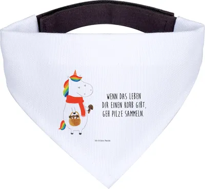 Produktbild von Mr. & Mrs. Panda Hunde Halstuch Einhorn Pilz - Weiß - Geschenk, Unicorn, Für, Einhörner, Spruch, Hund, Tuch, Motivation, Hundehalstuch, Pilze