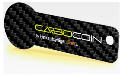 Produktbild von Carbocoin F7 / Einkaufswagenlöser aus Carbon mit Schlüsselfundservice / Alternative zu Einkaufswagenchips