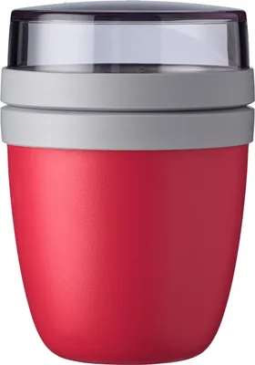 Produktbild von Mepal - Lunchpot Ellipse Mini - Praktischer Joghurtbecher & Müslibecher - Unterteilung für Joghurt & Müsli - Geeignet für Gefrierschrank, Mikrowelle & Spülmaschine - 300 ml + 120 ml - Nordic Red