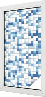 Produktbild von Buntglas Fensterfolie – 100x100 cm – Stained-Glass Design – blickdichte dekorative Sichtschutzfolie – selbstklebend, UV-Schutz – Kachelspiel