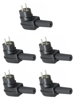 Productafbeelding van Rubberen Stekker met Randaarde - Haaks - 16A 230V - Zwart - Per 5 stuks