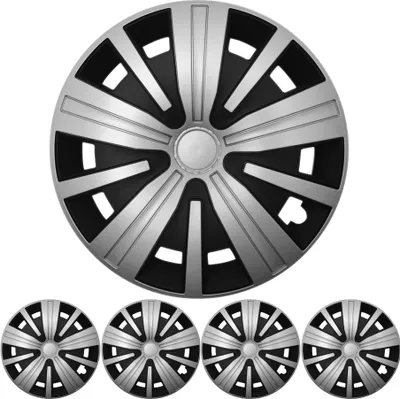 Radzierblenden "Spinel BIS" 15 ZOLL Silber / Schwarz 4x PREMIUM DESIGN Radkappen in der Farbe Silber von F.H.U.P. OLSZEWSKI