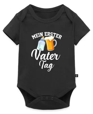 Produktbild von Spreadshirt Mein Erster Vatertag / Bester Papa Kurzarm Tages Baby Body, 68 (3-6 M.), Schwarz