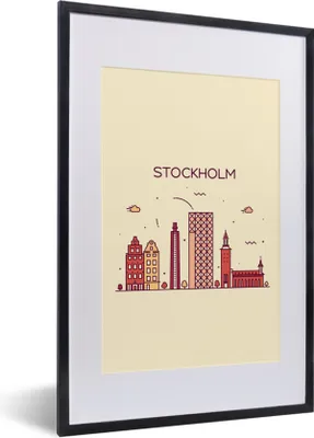 Produktbild von MuchoWow® MuchoWow® Gerahmtes Poster Schweden - Skyline - Stockholm 40x60 cm - Poster mit zchwarzem Bilderrahmen - Poster in Rahmen