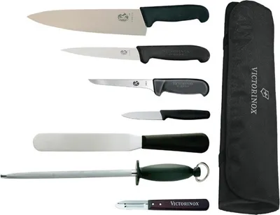Produktbild von Messerset von Victorinox, Hygiplas und Vogue mit 21,5cm Kochmesser | 7-teilig