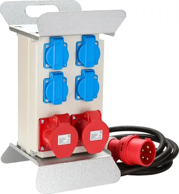Produktbild von EINFEBEN Stromverteiler Verteiler Baustromverteiler Stromverteilung CEE 2 x 16A 400V+ 4x 230V Wandverteiler mit Leitung für Baustelle