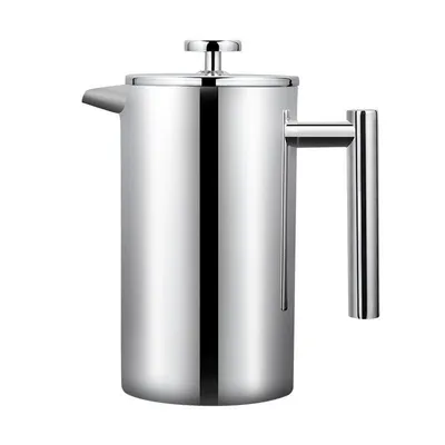 Produktbild von French Press mit Thermo Effekt Edelstahl Kaffeebereiter Kaffeekanne 600ml Doppelwandig French Press System Frenchpress