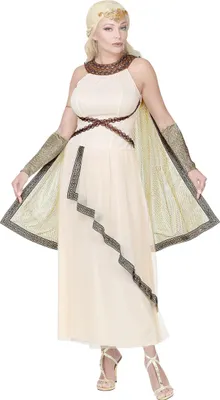 Produktbild von Edle Toga Damen-Kleid schöne Helena von Troja Antike Griechin Aphrodite Beige in Größe L (42/44)