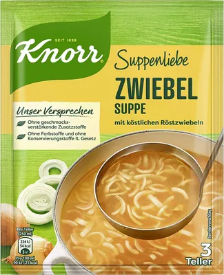 Produktbild von Knorr Zwiebelsuppe mit köstlichen Röstzwiebeln für 3 Teller 46g