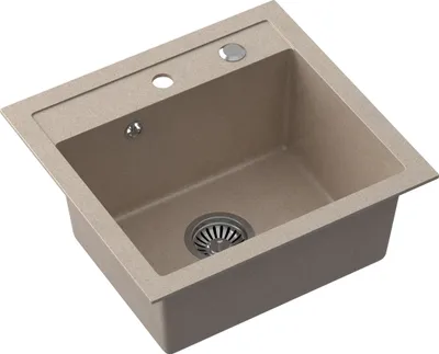 Produktbild von QUADRON Spülbecken 1-Becken Spüle | Größe: 47 x 50 x 18,5 cm | JOHNNY 110 | Küchenspüle Granitspüle aus GraniteQ mit Siphon | Beige & Stahl