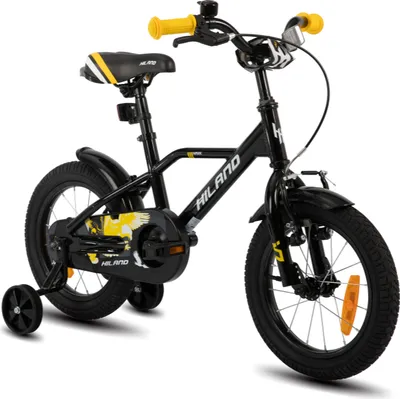 Produktbild von HILAND 12 Zoll Kinderfahrrad mit Stützrädern Handbremse Rücktrittbremse, für Jungen ab 2 3 4 5 Jahre, Orange