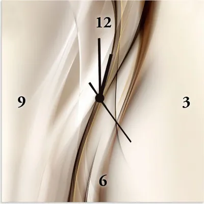 Produktbild von ARTland Wanduhr auf Alu Quarzuhr - schwarzer Zeiger Braune abstrakte Welle Größe: 30x30 cm