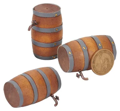 3 Miniatur-Bierfässer aus Holz, 3,2 x 5 cm, mit Zapfhahn, für Mikrolandschaft