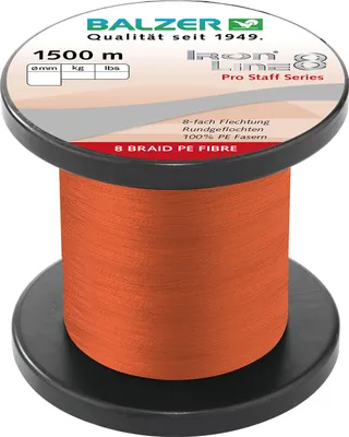 Produktbild von Balzer Iron Line Pro Staff 8 rot - 1500m geflochtene Schnur , Durchmesser/Tragkraft:0.16mm / 11.6kg