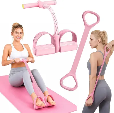 Obrázok produktu pre Posilňovací pás, 4 elastické trubice, rukoväť, pre cvičenie