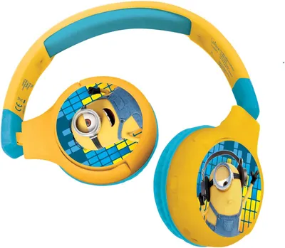 Produktbild von Despicable Me 2-in-1 Kinder Kopfhörer Bluetooth & Kabel, Stereo, Faltbar, Verstellbar, Kindersicher 85 dB, Mikrofon, Wiederaufladbar, Leicht, Tragbar