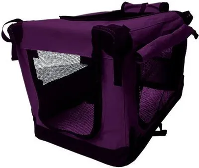 Produktbild von Reisebox Premium Lila XL (91 cm) – Nylon-Softbank – faltbar – leichte Hundebox – Autobox Transportbox
