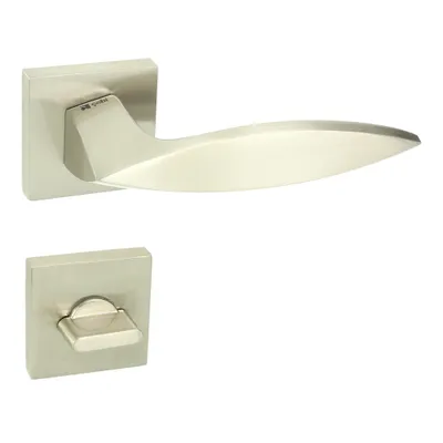 Produktbild von DOMINO Türgriff Drückergarnitur WC - Bad Set| Quadratiche-Rosette | Türklinke für Zimmertür, Bürotür, Kellertür & Innentür |Znal| Nickel | QUEZO-QR M9