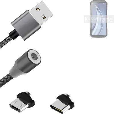 Produktbild von K-S-Trade Hochwertiges Magnet-Lade-kabel Sync-Kabel Daten-Kabel kompatibel mit Doogee V30 mit USB-Typ-C-Anschluss und Micro-USB-Anschluss 2A bis zu
