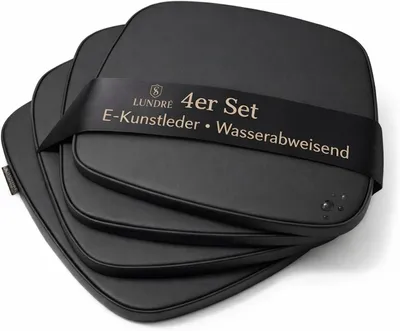 Produktbild von SILUK Sitzkissen 4er Set – Wasserdicht, Dick, Abnehmbarer Bezug mit Reißverschluss, Outdoor & Indoor Stuhlkissen, waschbar (Kunstleder)