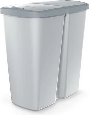 Produktbild von Abfallbehälter Prosperplast COMPACTA Q DUO, 45 l Asche mit hellgrauem Deckel