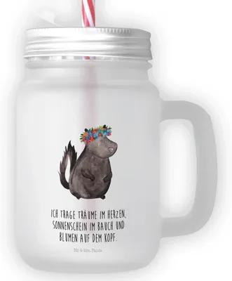 Produktbild von Mr. & Mrs. Panda Mason Glas Stinktier Mädchen - Transparent - Geschenk, Skunk, Jar, Für Smoothies, Becher mit Deckel, Cocktailglas, Namaste, Wildtier, Yoga, Raubtier