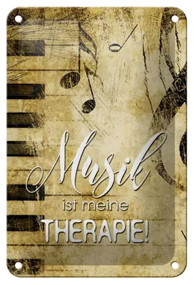 Produktbild von Blechschild Retro 12x18cm Musik ist meine Therapie Schild