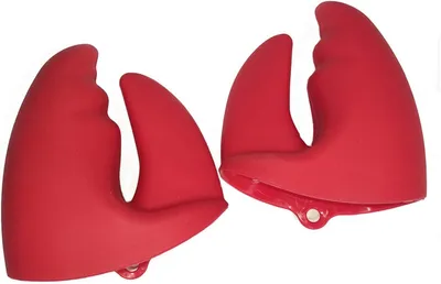 Imagen del producto de Guantes de silicona para horno, resistentes al calor, 2 unidades, color rojo, para la cocina