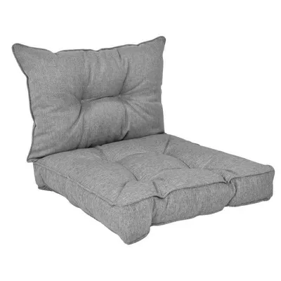 Zdjęcie produktu dla Zestaw 2 Poduszek Ogrodowych Pikowanych na Krzesło szary 50x50 + 50x40