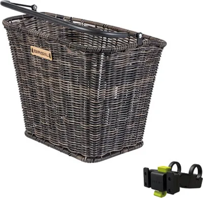 Obrázek produktu pro Basil Bremen Rattan Look KF - Košík na kolo - první - včetně držáku na luk Basil KF Sterior - hnědý