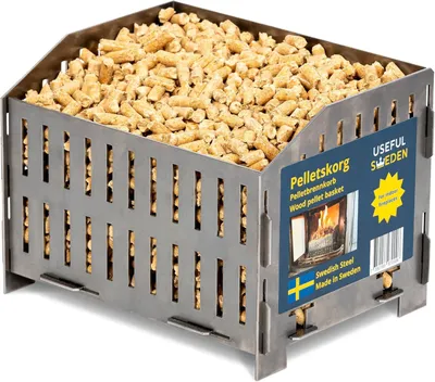 Produktbild von Pelletkorb aus schwedischem Stahl, 17,7 x 24 x 17 cm, 2 kg, für Holzpellets