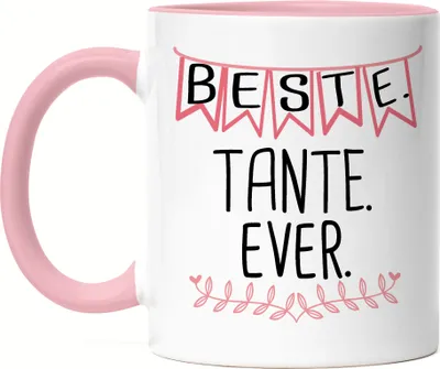 Produktbild von Beste Tante Ever Tasse Rosa Lustig Geschenkidee Tante Geschwister Geburtstag Nichte Neffe