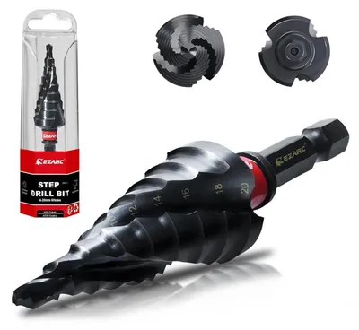 Immagine prodotto di Trapano a tazza passo variabile, diametro 4-20 mm, in HSS con rivestimento in cobalto AlTiN, 9 gradazioni, per foratura conica, adatto per metallo, acciaio inossidabile, alluminio, legno e plastica