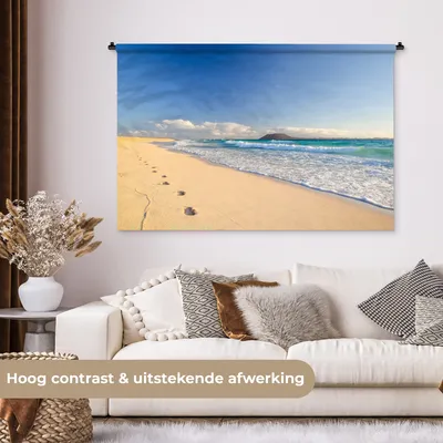 Produktbild von MuchoWow® Wandteppich Wandbehang Strand - Meer - Berge 150x100 cm Tapisserie Dekoration Wandtuch - Waschbar - Tapisserien - Wand-Decke