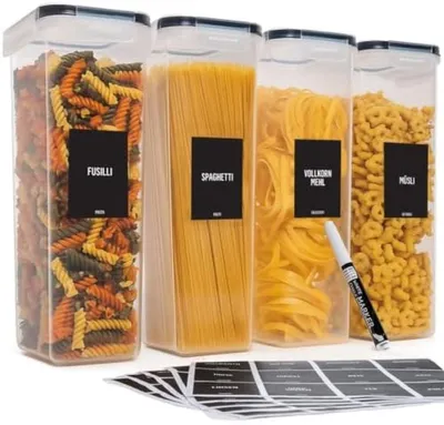 Productafbeelding van PromoHome® Luchtdichte voorraadpotten, set van 4 – Keukenopslag, 2,8 liter per pot, BPA-vrij, stapelbaar