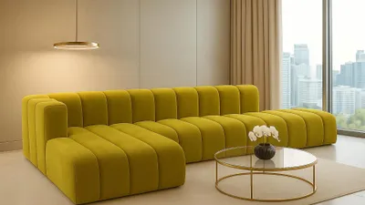 Produktbild von Kaiser Möbel Ecksofa mit Hocker GRAND L, stoff Salvador, Olive, Links