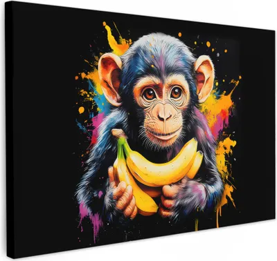 Produktbild von Leinwand Bilder 120x80 cm - Graffiti - Affe, Wandbilder, Wanddeko Wohnzimmer, Bild