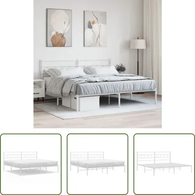 Produktbild von The Living Store Bettgestell mit Kopfteil Metall Weiß 183x213 cm