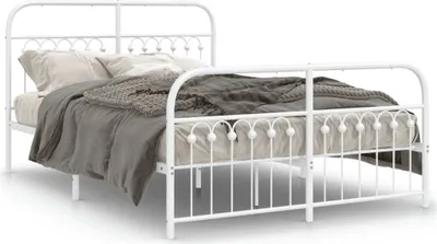 Immagine prodotto di vidaXL Struttura letto con testiera e pediera in metallo bianco 137x190 cm