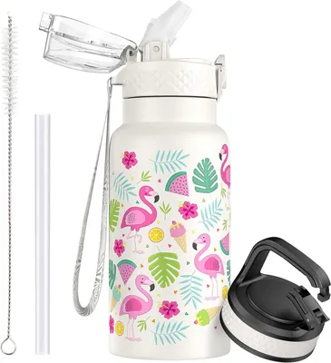 Immagine prodotto di Borraccia termica in acciaio inossidabile, capacità 500 ml, con cannuccia, a doppia parete, per bambini