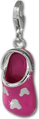 Produktbild von SilberDream Charm Anhänger Clog Schlappen pink 925er Silber Emaille FC871P