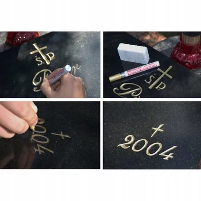 Image de LEVIATAN Kit de restauration d'inscriptions sur pierres tombales, Kit de restauration de pierres tombales, Restauration d'inscriptions, Remise en état de pierres tombales, Renouvellement d'inscriptions sur pierres tombales, Marqueur à l'huile Argent