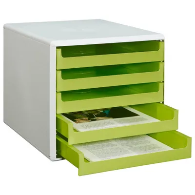 Obrázok produktu pre Metzger & Mendle Schubladenbox lindgrün DIN A4 mit 5 Schubladen